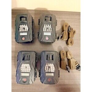 Simmons 119504C Trail Camera Lot of 4 with Four 32GB SD Cards Straps Power On